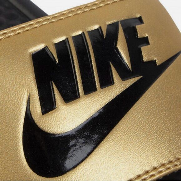 Nike Women's Benassi Gold/Metallic Slide‎ Sandal -- 9 - Picture 4 of 12